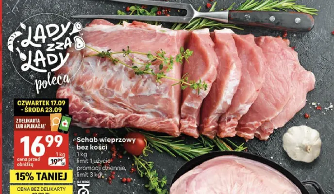 Schab wieprzowy bez kości promocja w Delikatesy Centrum