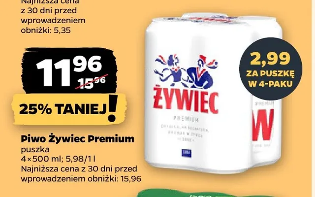 Piwo Żywiec Premium 4-pak promocja w Netto