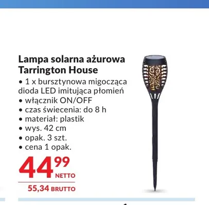 Lampa solarna ażurowa Tarrington House promocja w Makro