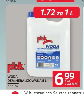 Woda demineralizowana Plak promocja w Selgros