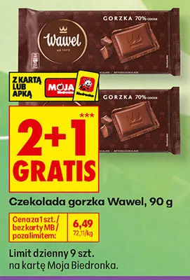 Czekolada gorzka Wawel promocja w Biedronka