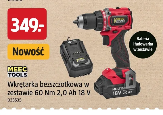 Wkrętarka bezszczotkowa w zestawie Meec Tools promocja w Jula