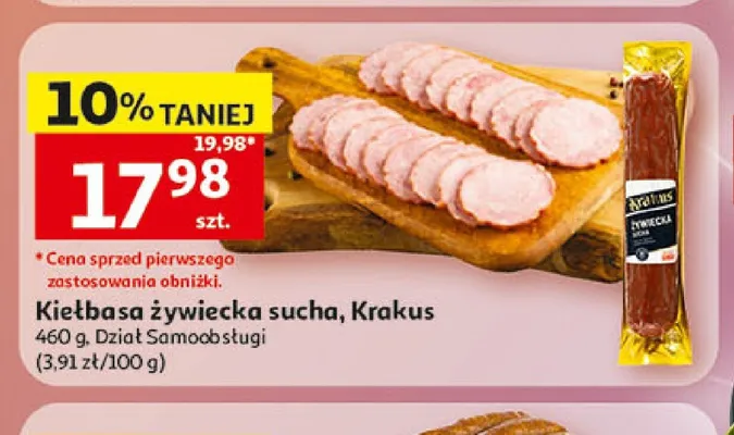 Kiełbasa żywiecka sucha Krakus promocja w Auchan