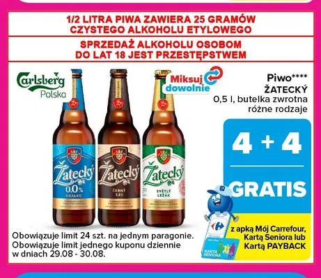 Piwo Žatecký Černý 3,8% promocja w Carrefour