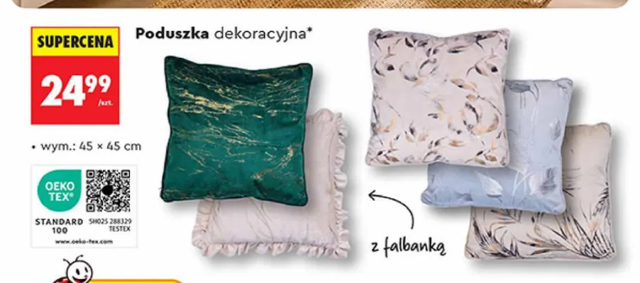 Poduszka dekoracyjna 45x45 cm Smukee promocja w Biedronka