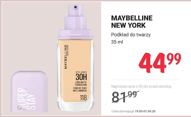Podkład do twarzy 30H Lumi Matte Foundation promocja w Rossmann