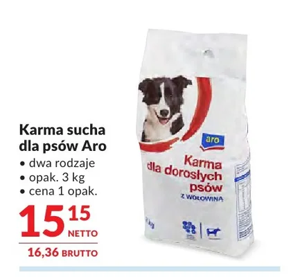 Karma sucha dla psów Aro promocja w Makro