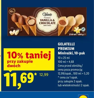 Minirożki PREMIUM GELATELLI 10-pak promocja w Lidl
