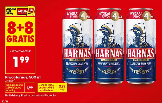 Piwo Harnaś Jasne Pełne promocja w Biedronka