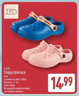 Clogsy dziecięce L&D promocja w Aldi
