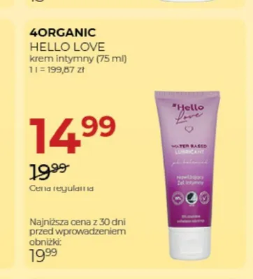 Krem intymny 4organic Hello Love promocja w Drogerie Jawa