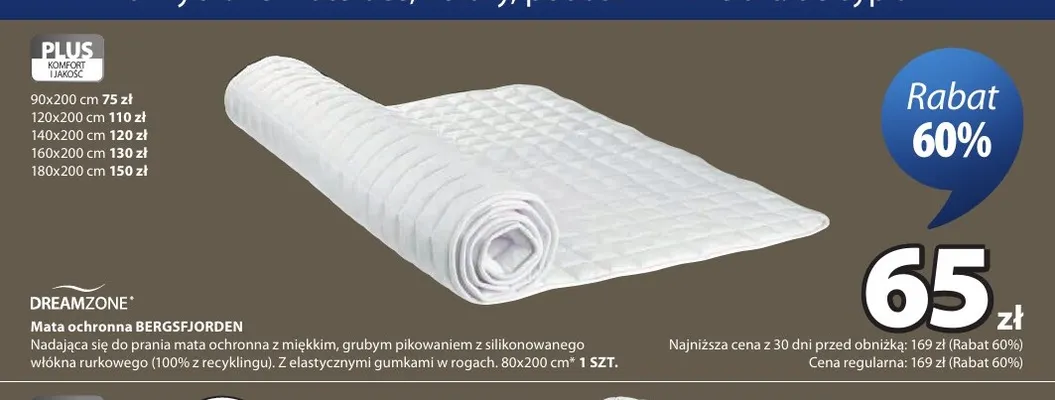 Mata ochronna Bergsfjorden 80x200 cm Dreamzone promocja w Jysk