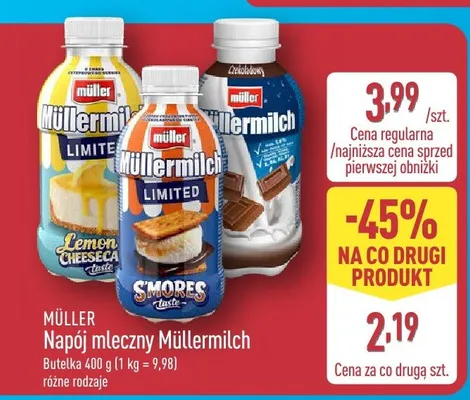Napój mleczny Müllermilch Lemon Cheesecake Limited Müller promocja w Aldi