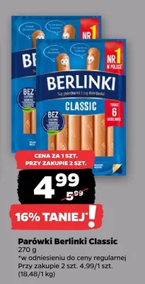 Parówki Berlinki Classic promocja w Netto