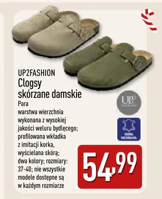Clogsy skórzane damskie Up2fashion promocja w Aldi