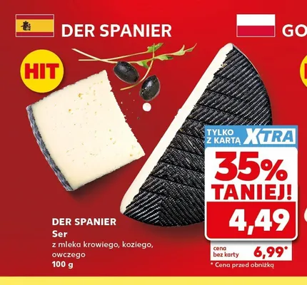 Ser z mleka krowiego koziego i owczego Der Spanier promocja w Kaufland