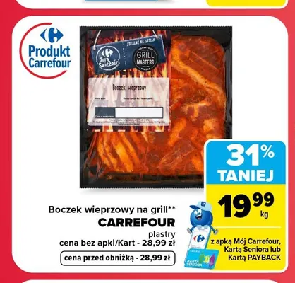 Boczek wieprzowy na grill plastry Carrefour promocja w Carrefour