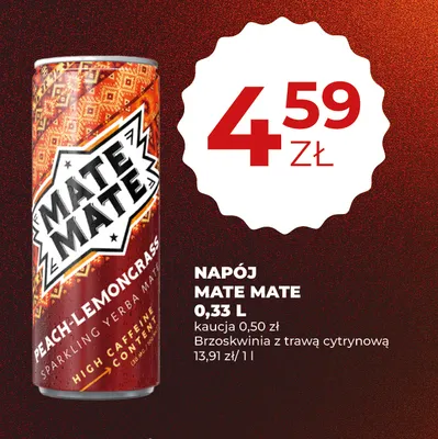 Napój Mate Mate Brzoskwinia z trawą cytrynową promocja w Duży Ben