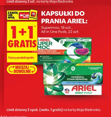 Kapsułki do prania Ariel Supermoc promocja w Biedronka