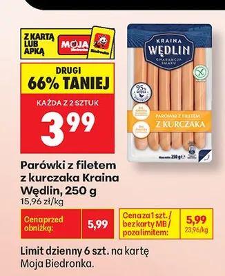 Parówki z filetem z kurczaka Kraina Wędlin promocja w Biedronka