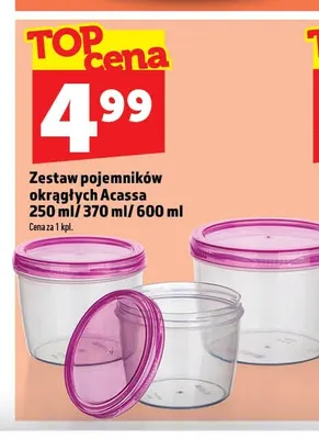Zestaw pojemników okrągłych Acassa 250 ml/370 ml/600 ml promocja w TOPAZ