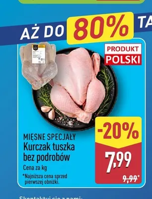 Kurczak tuszka bez podrobów Mięsne Specjały promocja w Aldi