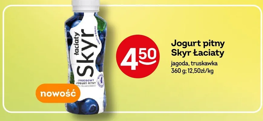 Jogurt pitny Skyr Łaciaty truskawka promocja w Żabka