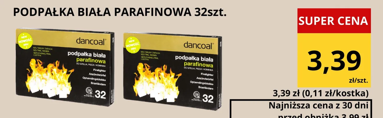 Podpałka biała parafinowa Dancoal promocja w Supeco