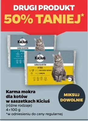 Karma mokra dla kotów w saszetkach Kiuś promocja w Netto