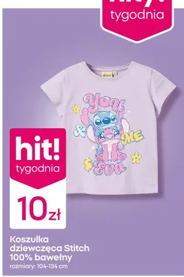 Koszulka dziewczęca Disney Stitch 100% bawełny promocja w Pepco