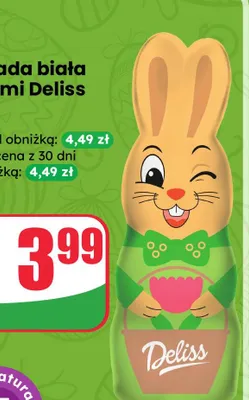 Figurka czekoladowa zając Deliss promocja w Dino