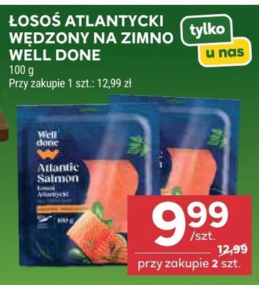 Łosoś atlantycki wędzony na zimno Well Done promocja w Stokrotka