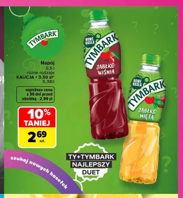 Napój Tymbark jabłko wiśnia promocja w Carrefour