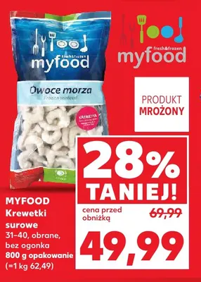 Krewetki surowe 31-40 obrane bez ogonka Myfood promocja w Kaufland