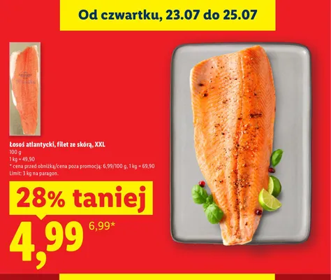 Łosoś atlantycki filet ze skórą XXL promocja w Lidl