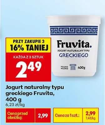Jogurt naturalny typu greckiego promocja w Biedronka