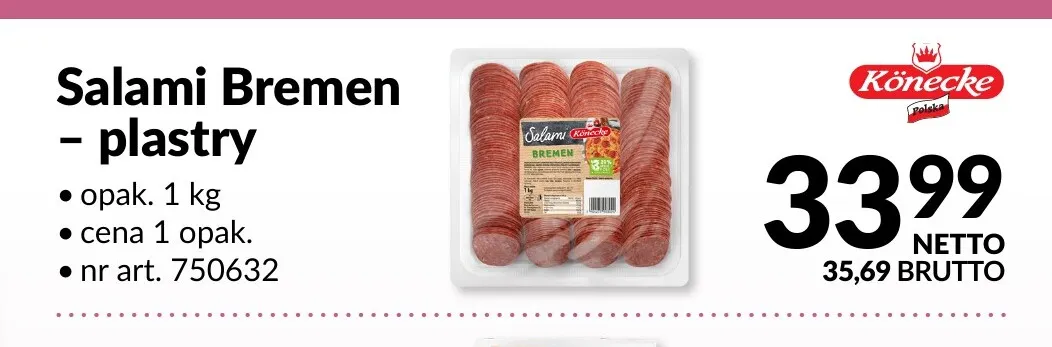 Salami Bremen w plastrach Könecke promocja w Makro