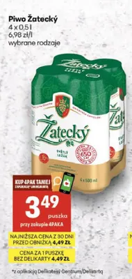 Piwo Žatecký Světlý Ležák 4-pak 500 ml promocja w Delikatesy Centrum