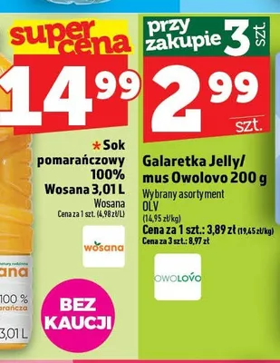 Sok pomarańczowy 100% Wosana promocja w TOPAZ