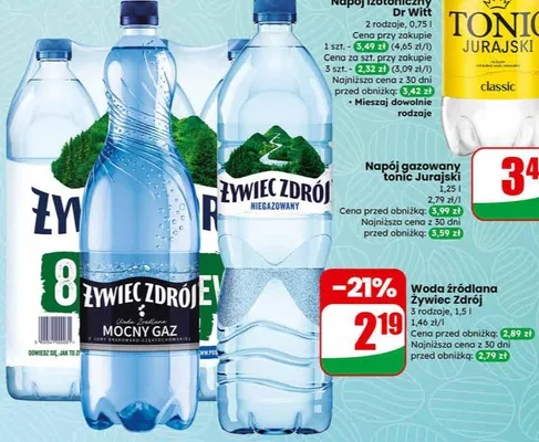 Woda źródlana różne rodzaje promocja w Dino