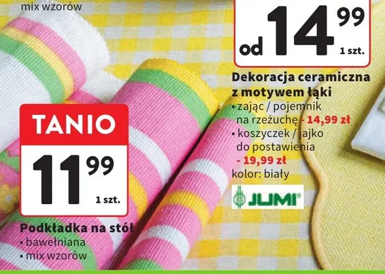 Dekoracja ceramiczna z motywem łąki koszyczek / jajko do postawienia promocja w Intermarche