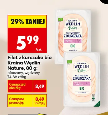 Filet z kurczaka bio wędzony Kraina Wędlin Nature promocja w Biedronka