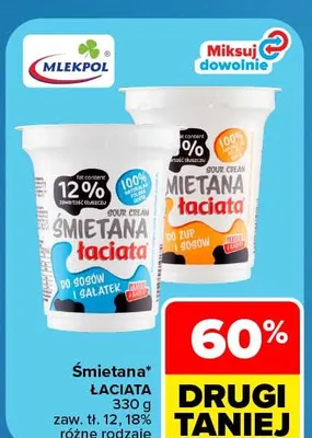 Śmietana Łaciata 12% promocja w Carrefour Market