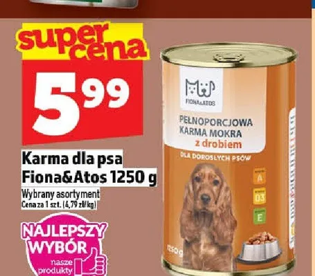 Karma dla psa Fiona&Atos promocja w TOPAZ