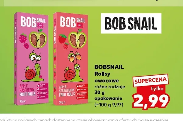 Rollsy owocowe jabłko malina Bob Snail promocja w Kaufland