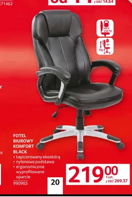 Fotel biurowy Komfort Black promocja w Selgros