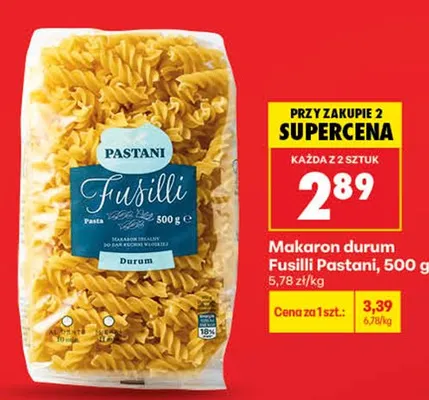 Makaron durum Fusilli Pastani promocja w Biedronka