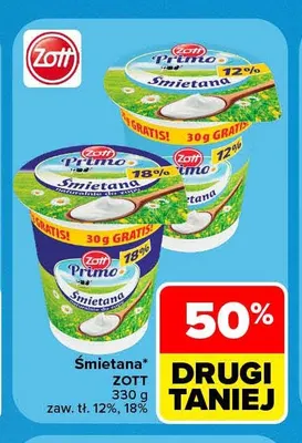 Śmietana Zott 12% promocja w Carrefour Market