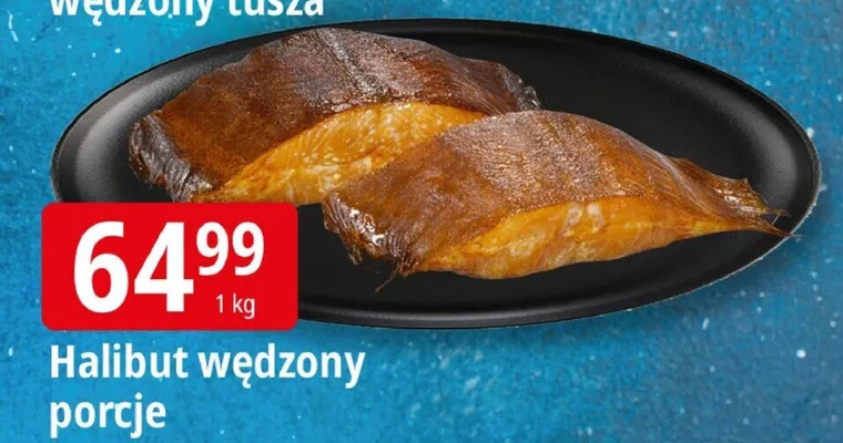 Halibut wędzony porcje promocja w Leclerc
