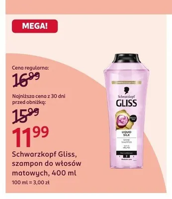 Szampon do włosów Schwarzkopf Gliss Liquid Silk promocja w Rossmann